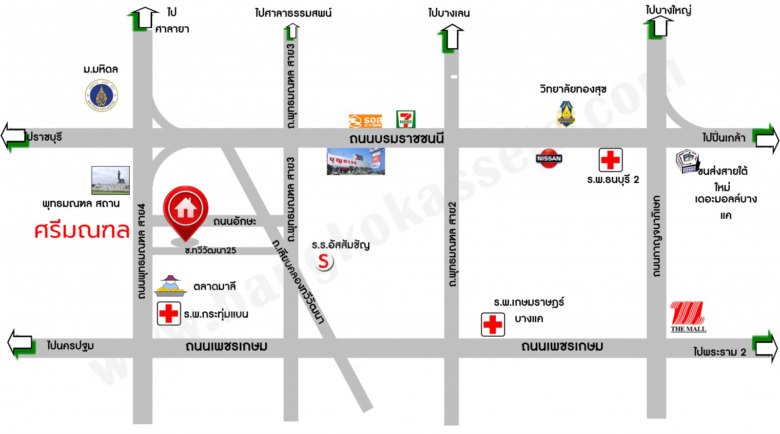 *****ทาวน์เฮ้าส์มือสอง  ม.ศรีมณฑล ทวีวัฒนา เนื้อที่ดิน 24.30 ตร.ว. พื้นที่ใช้สอย 120 ตร.ม. ฟังก์ชัน 3 ห้องนอน 3 ห้องน้ำ 1 ที่จอดรถ แถมฟรี! เครื่องปรับอากาศ, เครื่องทำน้ำอุ่น บนทำเลแห่งการเดินทาง เชื่อมต่อถนนพุทธมณฑลสาย4, ถนนอุทยาน, ถนนบรมราชชนี, ถนนเพชรเกษม  ใกล้จุดขึ้นทางด่วน "พระราม 2" และใกล้เซ็นทรัลศาลายา